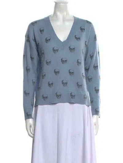 Pre-owned Skull Cashmere Cashmere Printed Sweater In Blue