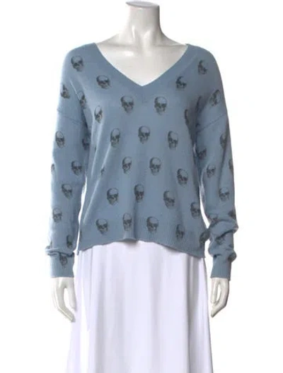Pre-owned Skull Cashmere Cashmere Printed Sweater In Blue