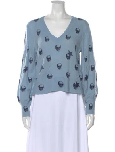 Pre-owned Skull Cashmere Cashmere Printed Sweater In Blue
