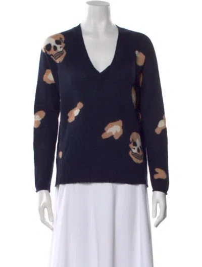 Pre-owned Skull Cashmere Cashmere Printed Sweater In Blue