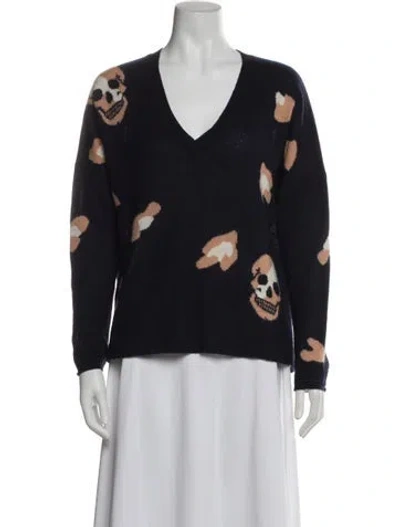Pre-owned Skull Cashmere Cashmere Printed Sweater In Blue