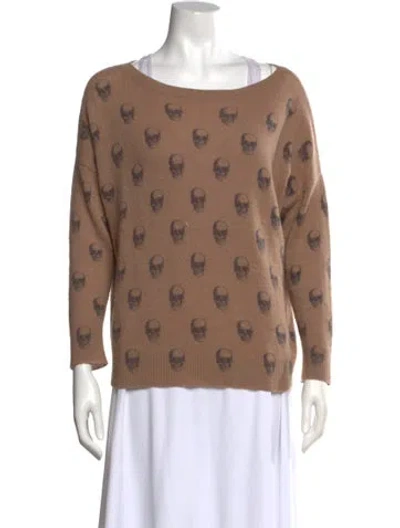 Pre-owned Skull Cashmere Cashmere Printed Sweater In Brown