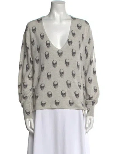 Pre-owned Skull Cashmere Cashmere Printed Sweater In Gray
