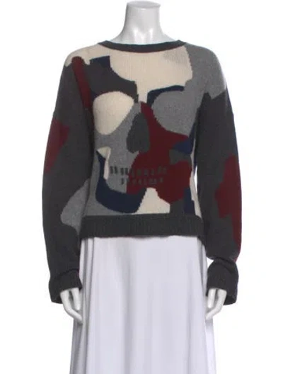 Pre-owned Skull Cashmere Cashmere Printed Sweater In Gray