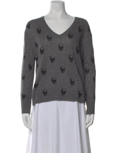 Pre-owned Skull Cashmere Cashmere Printed Sweater In Gray