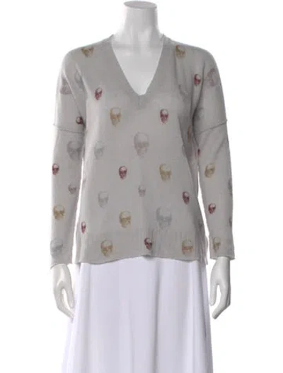 Pre-owned Skull Cashmere Cashmere Printed Sweater In Gray
