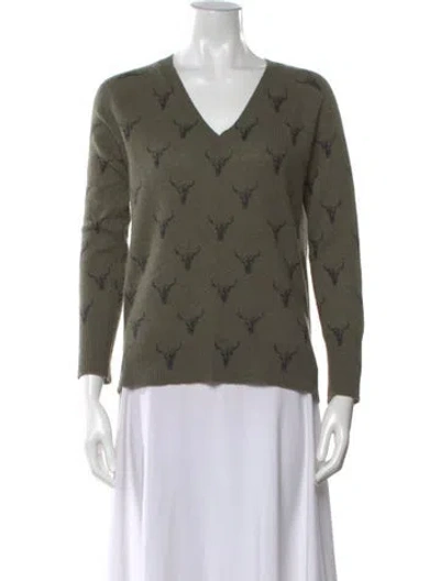 Pre-owned Skull Cashmere Cashmere Printed Sweater In Green