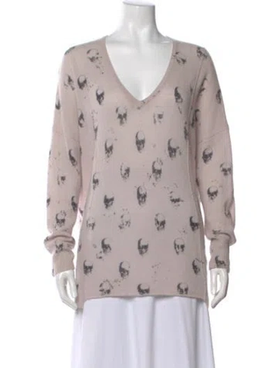 Pre-owned Skull Cashmere Cashmere Printed Sweater In Pink