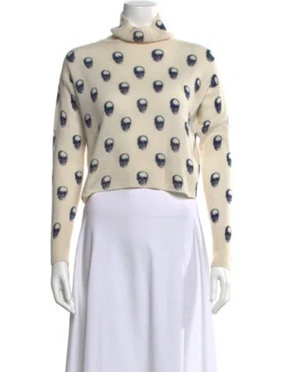 Pre-owned Skull Cashmere Cashmere Printed Sweater In White