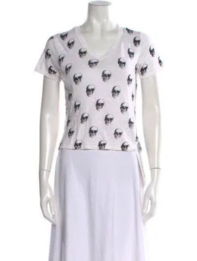 Pre-owned Skull Cashmere Cashmere Printed Sweater In White