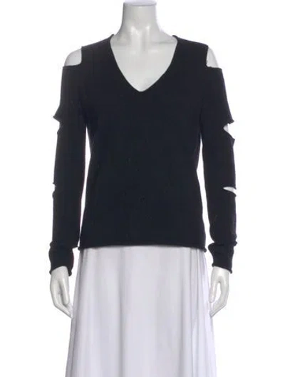 Pre-owned Skull Cashmere Cashmere V-neck Sweater In Black