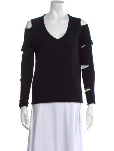 Pre-owned Skull Cashmere Cashmere V-neck Sweater In Black