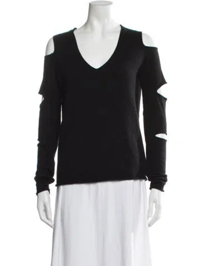 Pre-owned Skull Cashmere Cashmere V-neck Sweater In Black
