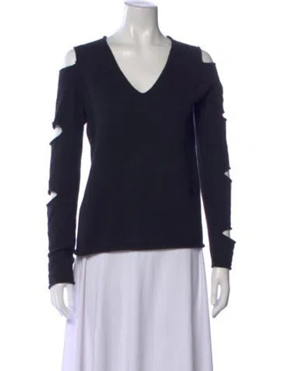 Pre-owned Skull Cashmere Cashmere V-neck Sweater In Blue