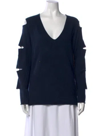 Pre-owned Skull Cashmere Cashmere V-neck Sweater In Blue