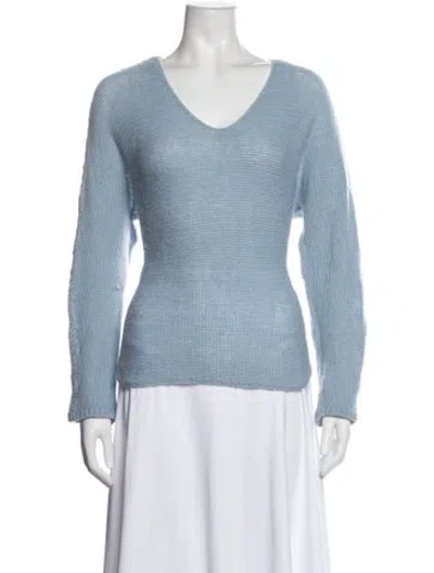 Pre-owned Skull Cashmere Cashmere V-neck Sweater In Blue