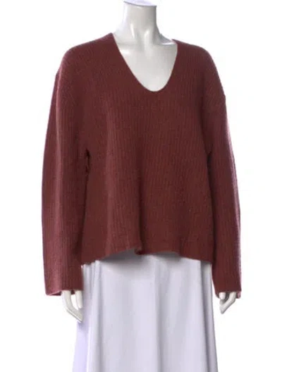 Pre-owned Skull Cashmere Cashmere V-neck Sweater In Burgundy