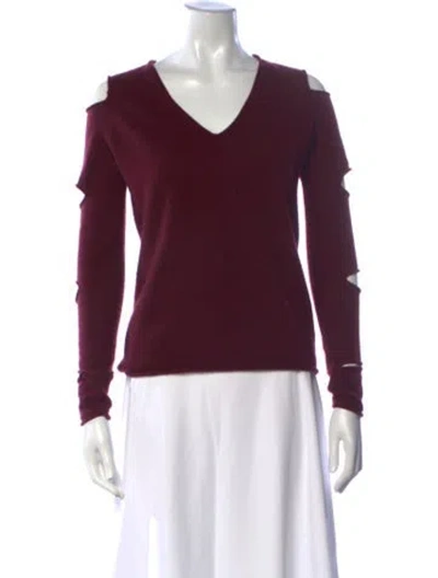 Pre-owned Skull Cashmere Cashmere V-neck Sweater In Burgundy