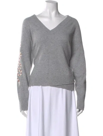 Pre-owned Skull Cashmere Cashmere V-neck Sweater In Gray