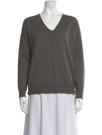 Pre-owned Skull Cashmere Cashmere V-neck Sweater In Gray