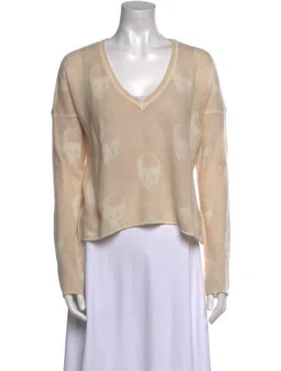 Pre-owned Skull Cashmere Cashmere V-neck Sweater In Neutral
