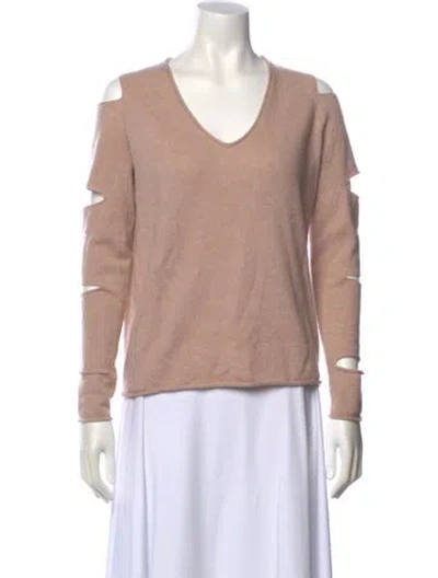 Pre-owned Skull Cashmere Cashmere V-neck Sweater In Neutral