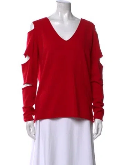 Pre-owned Skull Cashmere Cashmere V-neck Sweater In Red