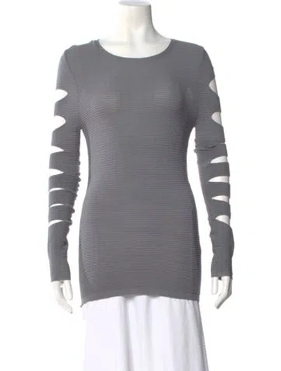 Pre-owned Skull Cashmere Crew Neck Long Sleeve Top In Grey