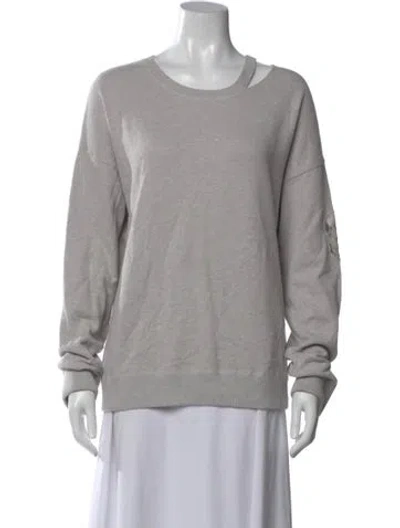 Pre-owned Skull Cashmere Graphic Print Crew Neck Sweater In Gray