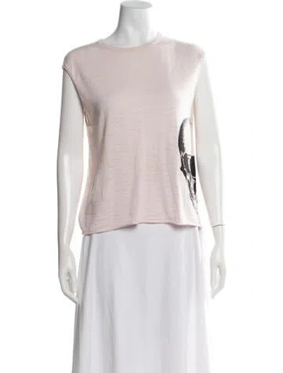 Pre-owned Skull Cashmere Graphic Print Crew Neck Sweater In Pink