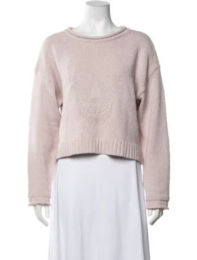 Pre-owned Skull Cashmere Graphic Print Crew Neck Sweater In Pink