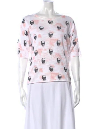 Pre-owned Skull Cashmere Graphic Print Crew Neck Sweater In Pink