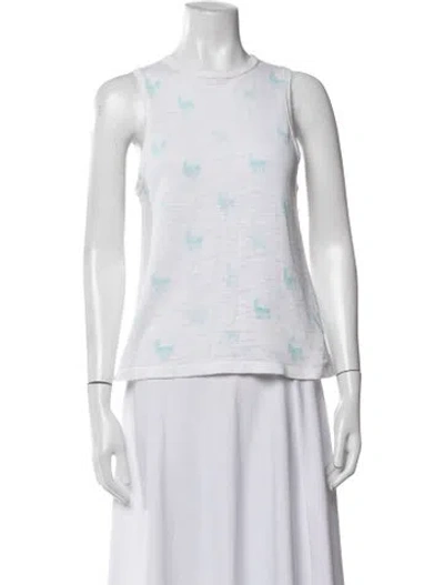 Pre-owned Skull Cashmere Graphic Print Crew Neck Top In White