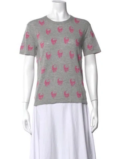 Pre-owned Skull Cashmere Graphic Print Crew Neck T-shirt In Grey