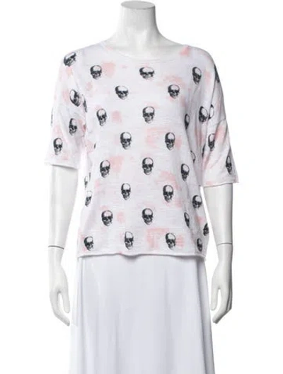 Pre-owned Skull Cashmere Graphic Print Crew Neck T-shirt In Pink