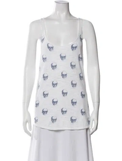 Pre-owned Skull Cashmere Graphic Print Scoop Neck Top In Neutral