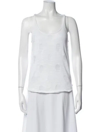 Pre-owned Skull Cashmere Graphic Print Scoop Neck Top In White