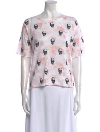 Pre-owned Skull Cashmere Graphic Print Scoop Neck T-shirt W/ Tags In Neutral