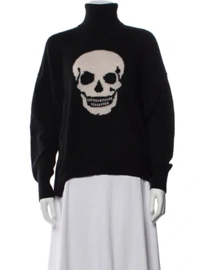 Pre-owned Skull Cashmere Graphic Print Turtleneck Sweater In Black