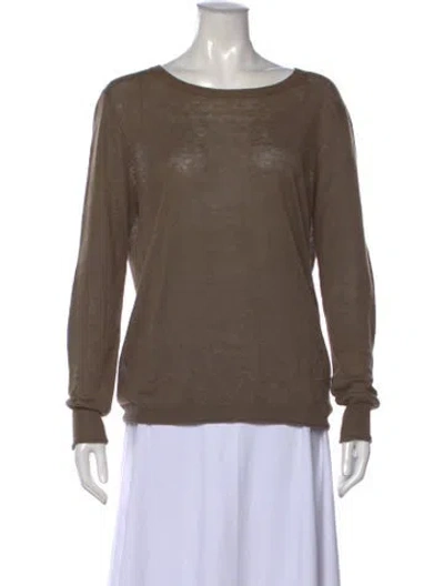 Pre-owned Skull Cashmere Linen Crew Neck Top In Green