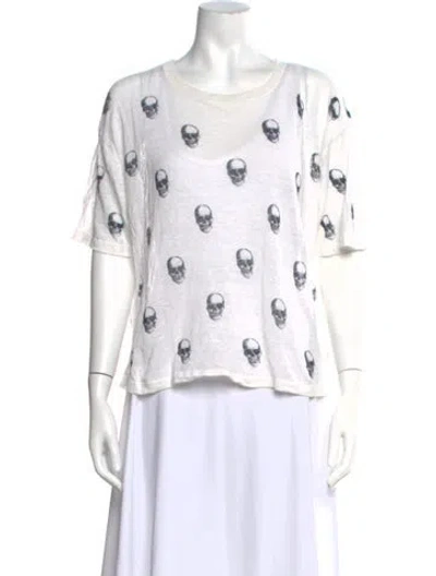 Pre-owned Skull Cashmere Linen Graphic Print T-shirt In Neutral
