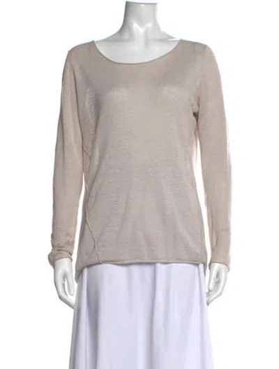 Pre-owned Skull Cashmere Linen Scoop Neck Sweater In Grey/neutrals