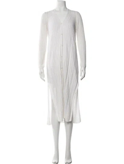 Pre-owned Skull Cashmere Linen V-neck Sweater In White