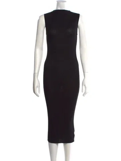 Pre-owned Skull Cashmere Mock Neck Midi Length Dress In Black