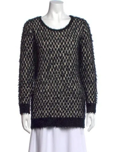 Pre-owned Skull Cashmere Patterned Crew Neck Sweater In Black