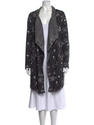 Pre-owned Skull Cashmere Patterned Open Front Sweater In Black