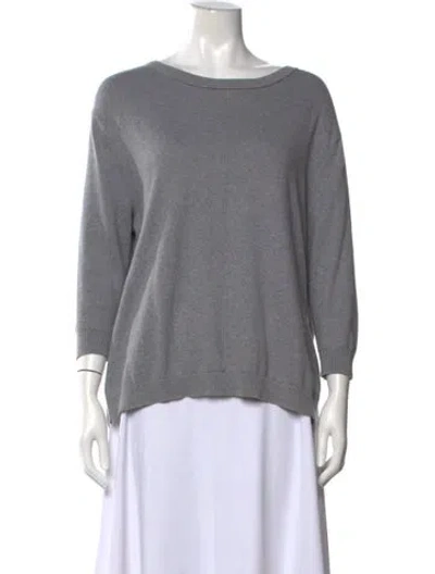 Pre-owned Skull Cashmere Scoop Neck Three-quarter Sleeve Top In Grey