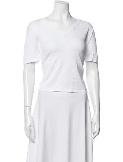 Pre-owned Skull Cashmere V-neck Short Sleeve T-shirt W/ Tags In White