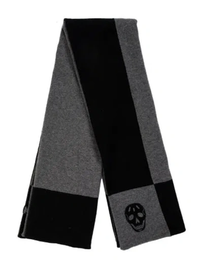 Pre-owned Skull Cashmere Wool Colorblock Pattern Scarf In Black