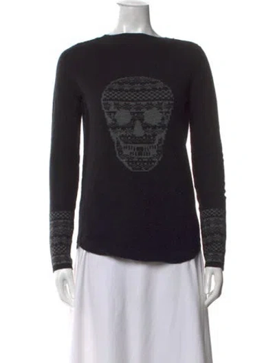 Pre-owned Skull Cashmere Wool Graphic Print Sweater In Black